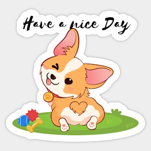 Playful Corgi - Have a nice day Sticker